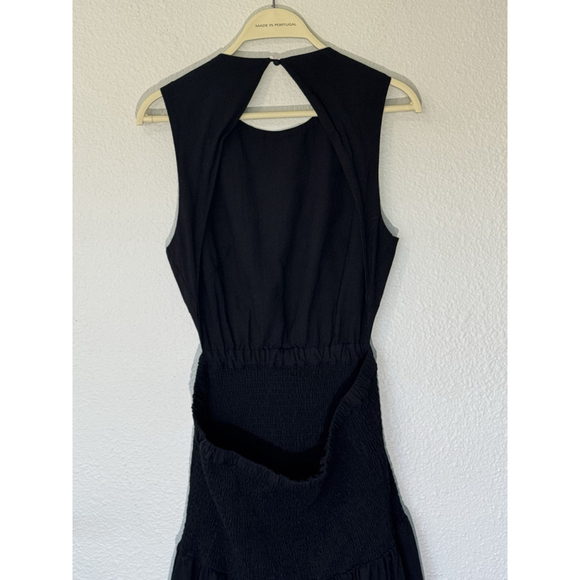 SNDYS Black Cotton Cutout Smocked Maxi Dress Boho Minimalist Size XL - Picture 7 of 15